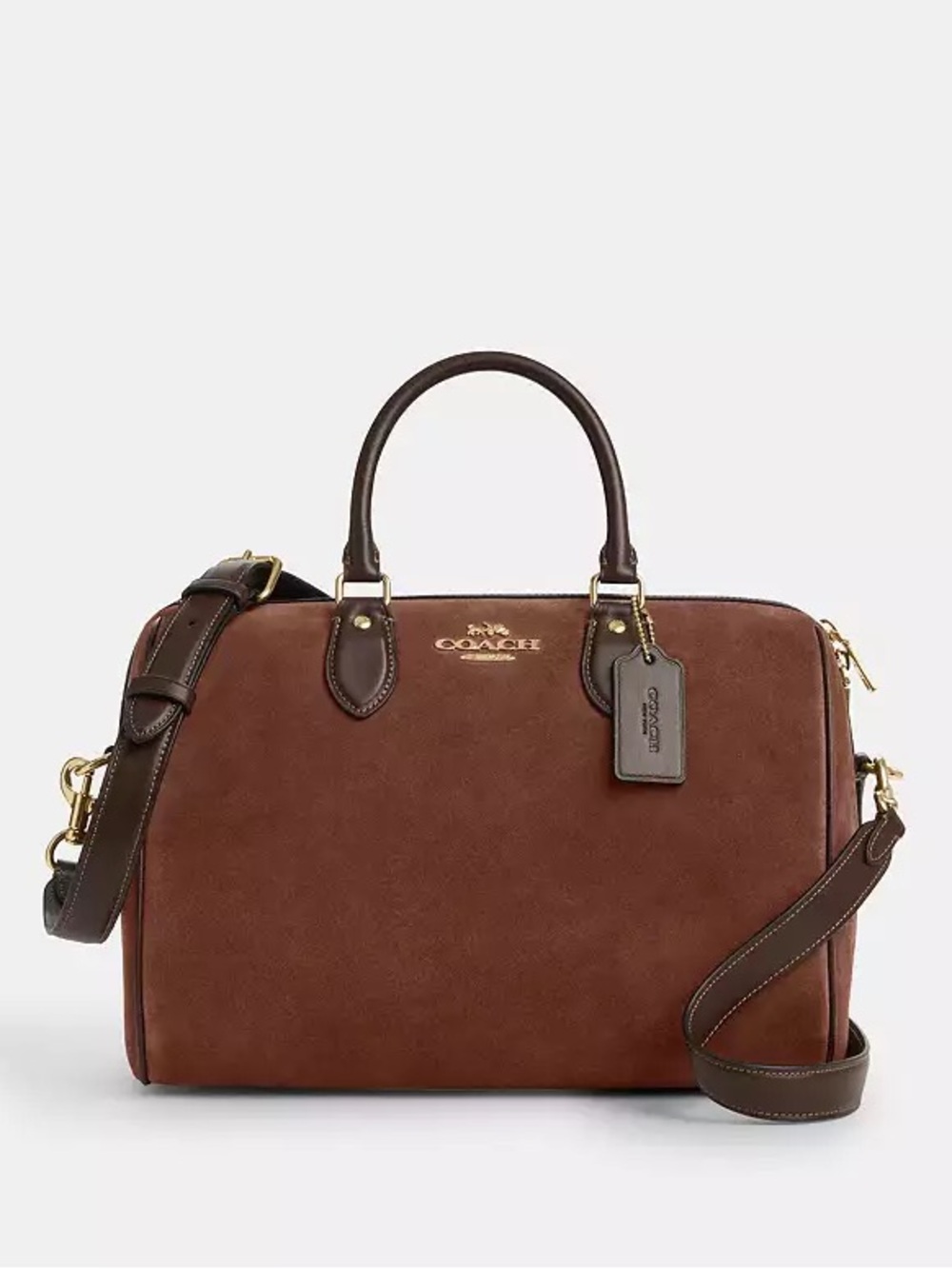 NWT COACH Large Rowan Brown Suede